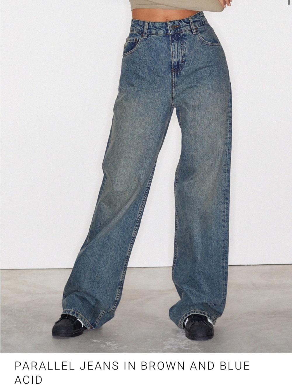 Motel Rocks Parallel Wide-Leg Jeans (High Waist) in Blue Black - Size Medium L33